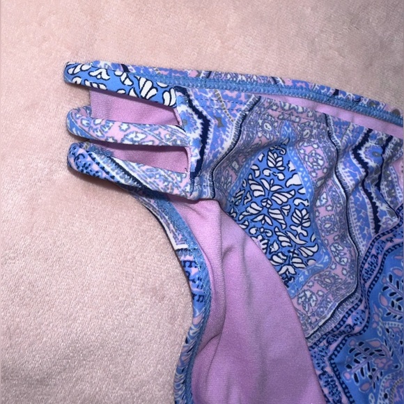 TRIBAL FLORAL PRINT BIKINI BOTTOMS W/ STRAPPY SIDES · SIZE L · NWT - Picture 3 of 7